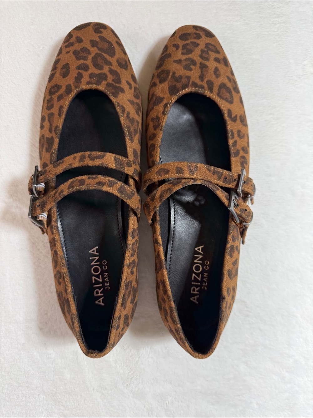 Arizona Jean Company Leopard-Print Mary Jane Flats in Brown and Black